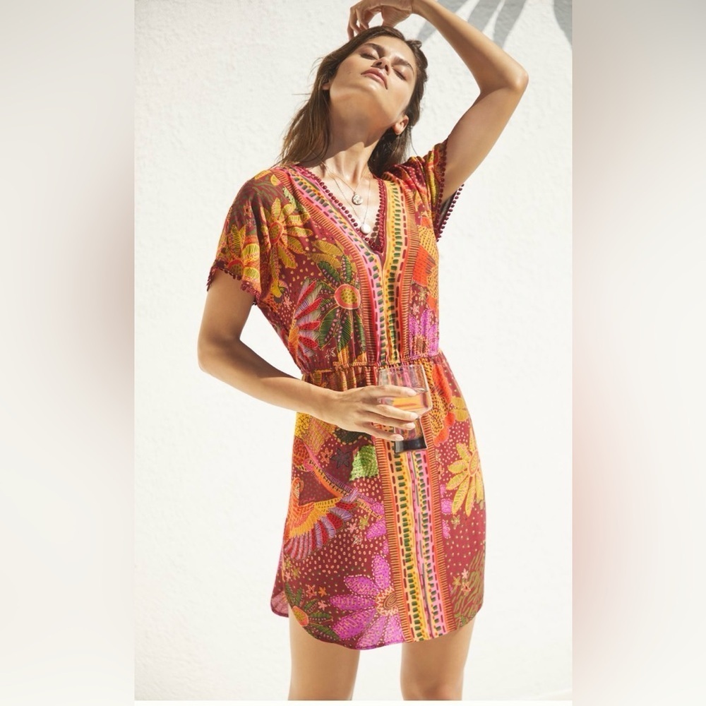 Farm Rio V-Neck Cover-Up Mini Dress Size Small NWT